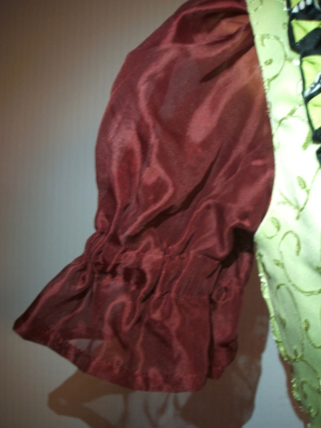 Midi Dirndl Wiesn Tracht Kleid mit Schürze und Bluse! Rot transparent Gothic 34 36 XS S