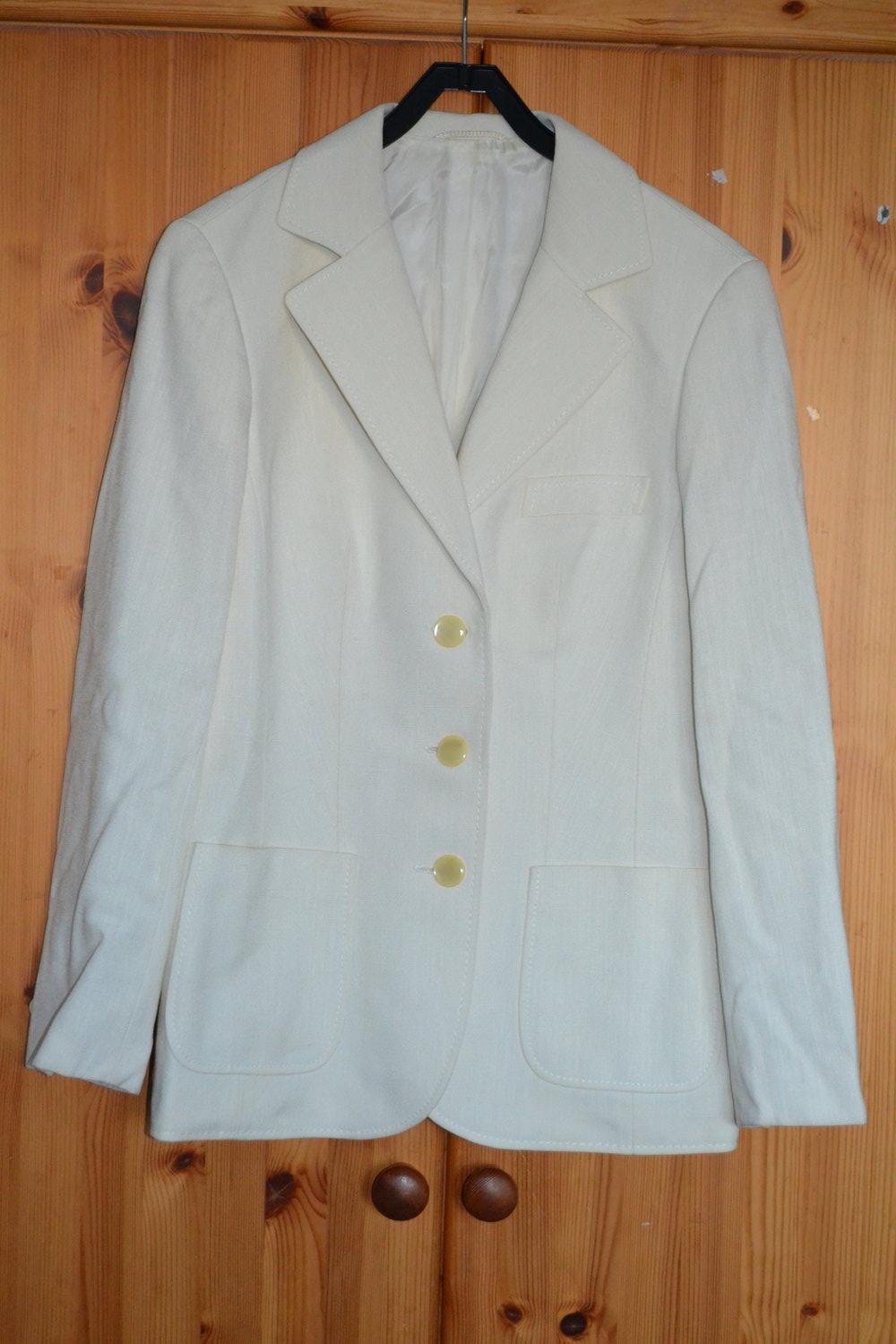 Blazer, Jacke, Sommerblazer, Businessblazer, Leinenoptik, cremefarben, 80er Jahre, true Vintage