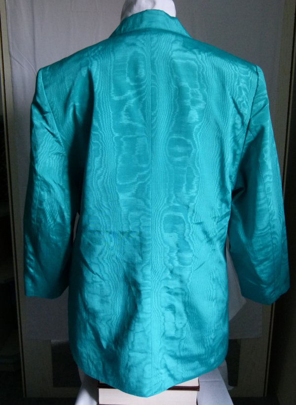 Moiré Blazer Cardigan, mint türkis, aus den 1980ern, Retro 80s Glam Vintage Lagenlook