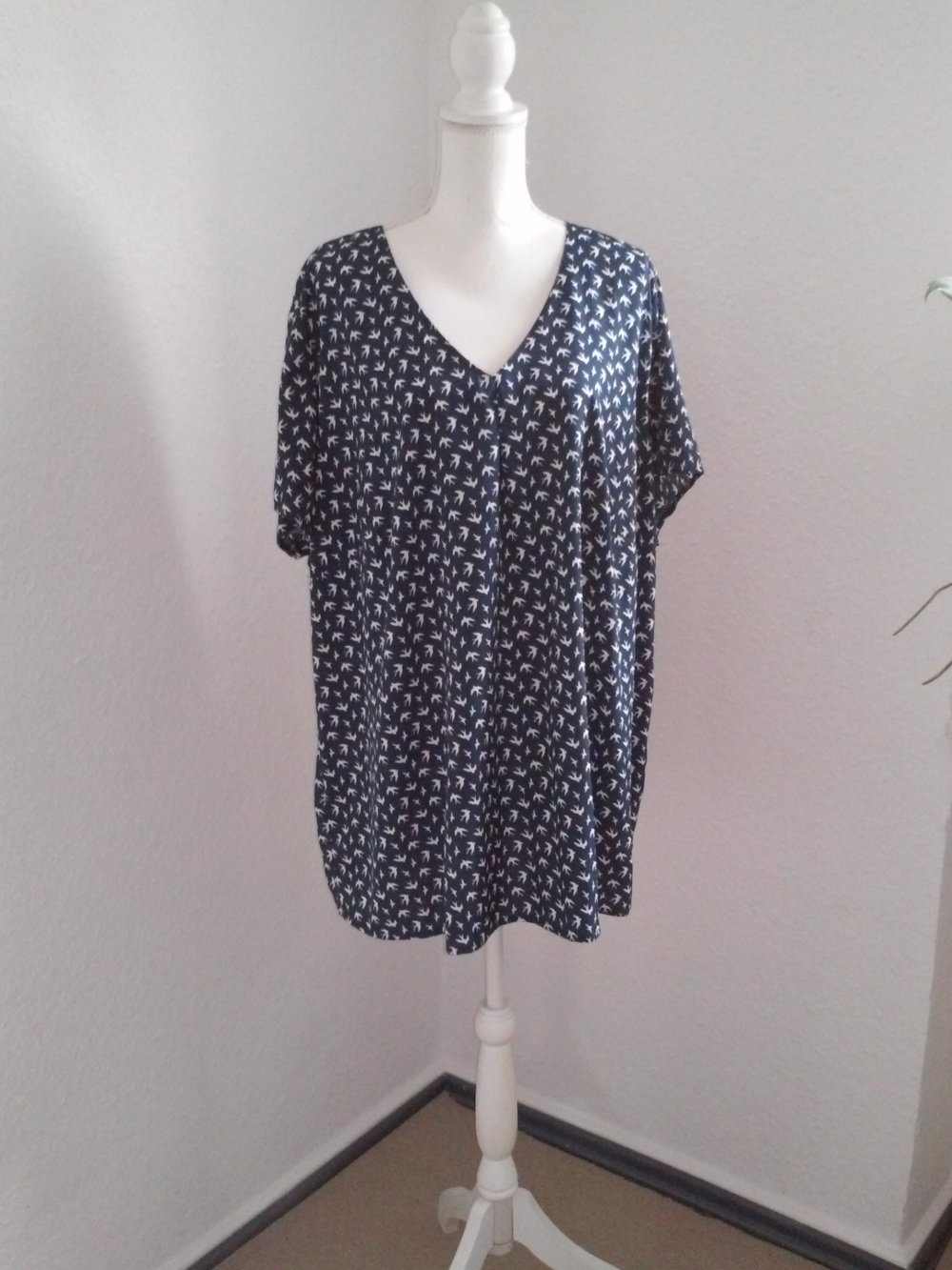 Tunika Bluse Kleid Top (federleicht, marine look)