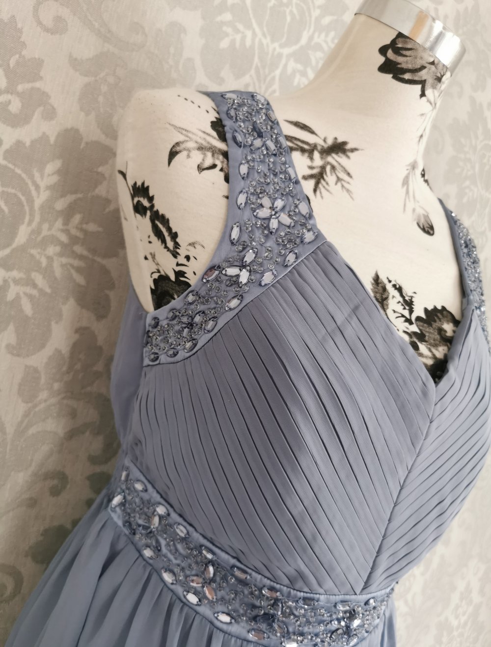 Bodyflirt Kleid | Chiffonkleid Gr.38 blau mit Perlen