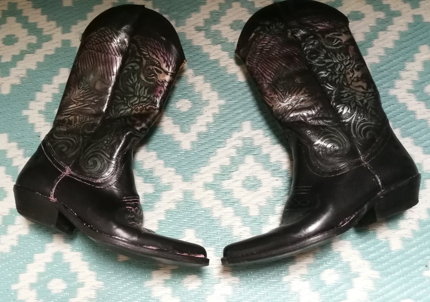 Cowboystiefel 80er True Vintage! Kult Rarität irres Design Adler Schimmer Style